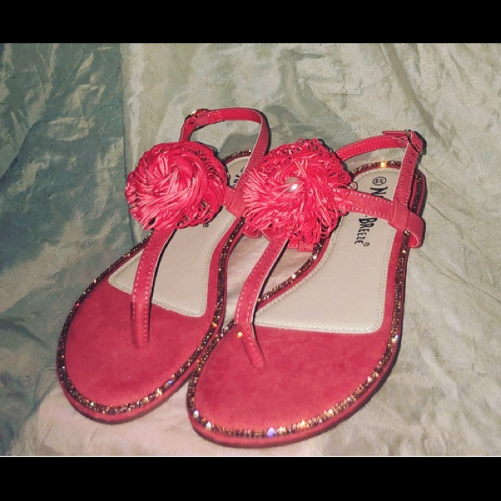 🌺Red Diamond Suede Sandals🌺